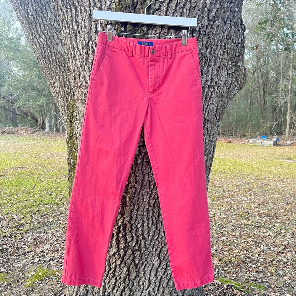 POLO RALPH LAUREN RED BOUS LARGE CHINO KHAKI POCKET UNIFORM SCHOOL PANTS 14